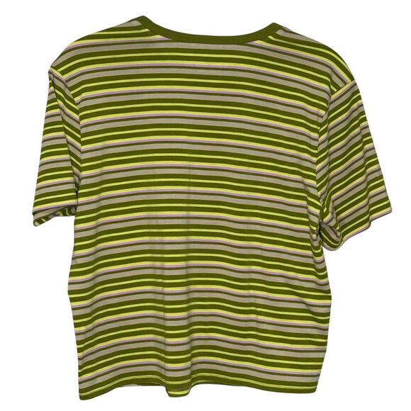 Outdoor Voices Shirt Womens Medium Green Yellow Striped Stretch Crew Tee 2020 - Picture 4 of 6